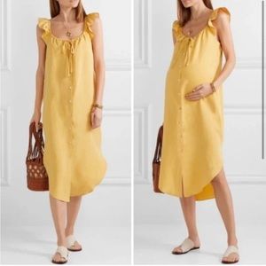 HATCH COLLECTION Jenna Ruffle Midi Maternity Dress Sunflower Yellow Size Medium